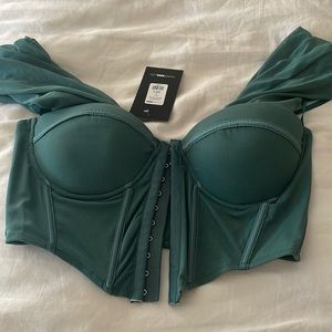 Flattering never worn corset top teal mesh comfortable fit